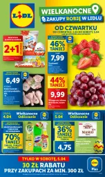 Gazetka promocyjna Lidl - GAZETKA - Gazetka - ważna od 05.04 do 05.04.2025 - strona 1 - produkty: Kurczak, Truskawki, Mlekovita, Winogrona, Wino, Masło, Kinder, Mleko