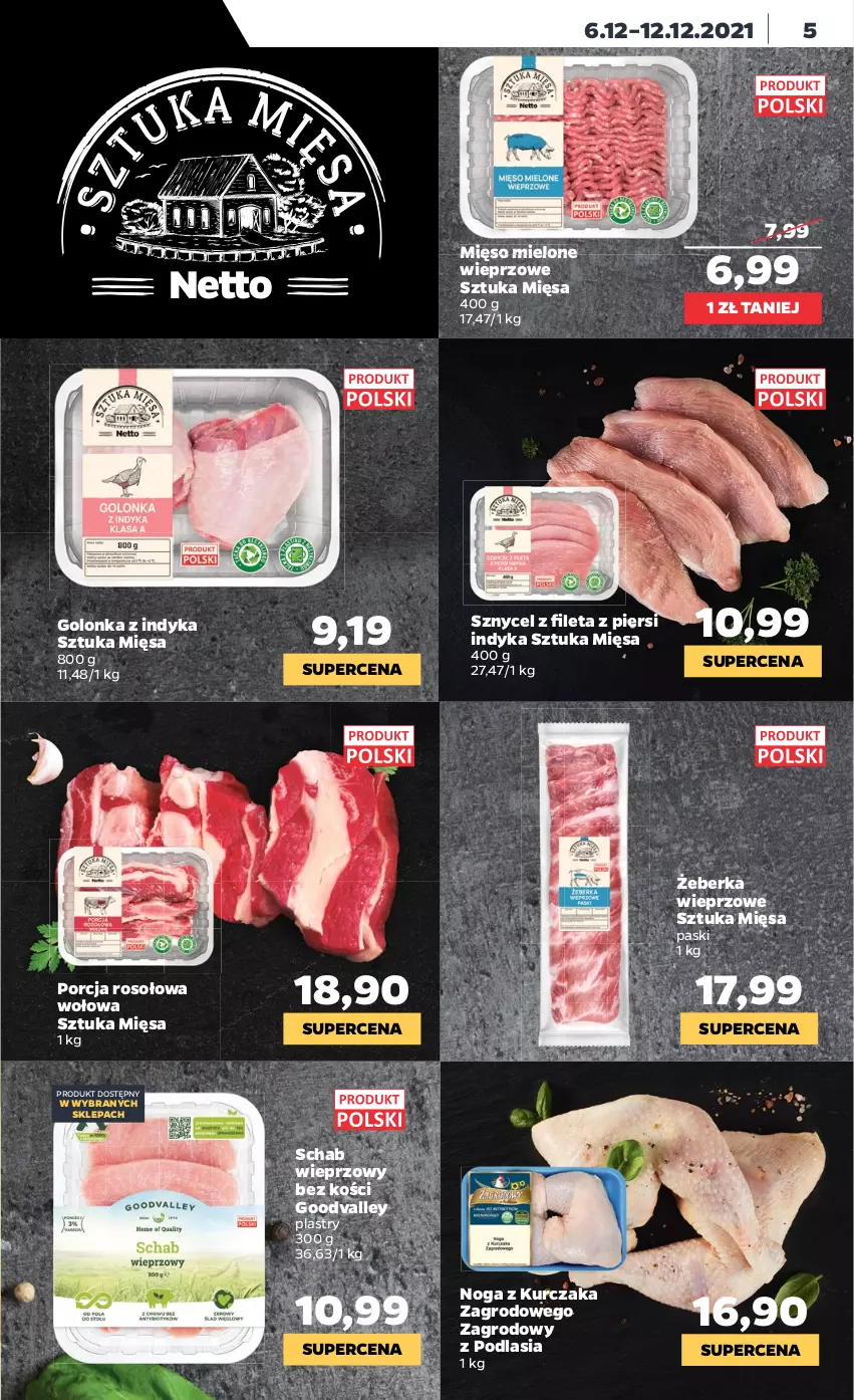 Gazetka promocyjna Netto - Gazetka spożywcza - ważna 06.12 do 12.12.2021 - strona 5 - produkty: Golonka z indyka, Kurczak, Mięso, Mięso mielone, Por, Schab wieprzowy