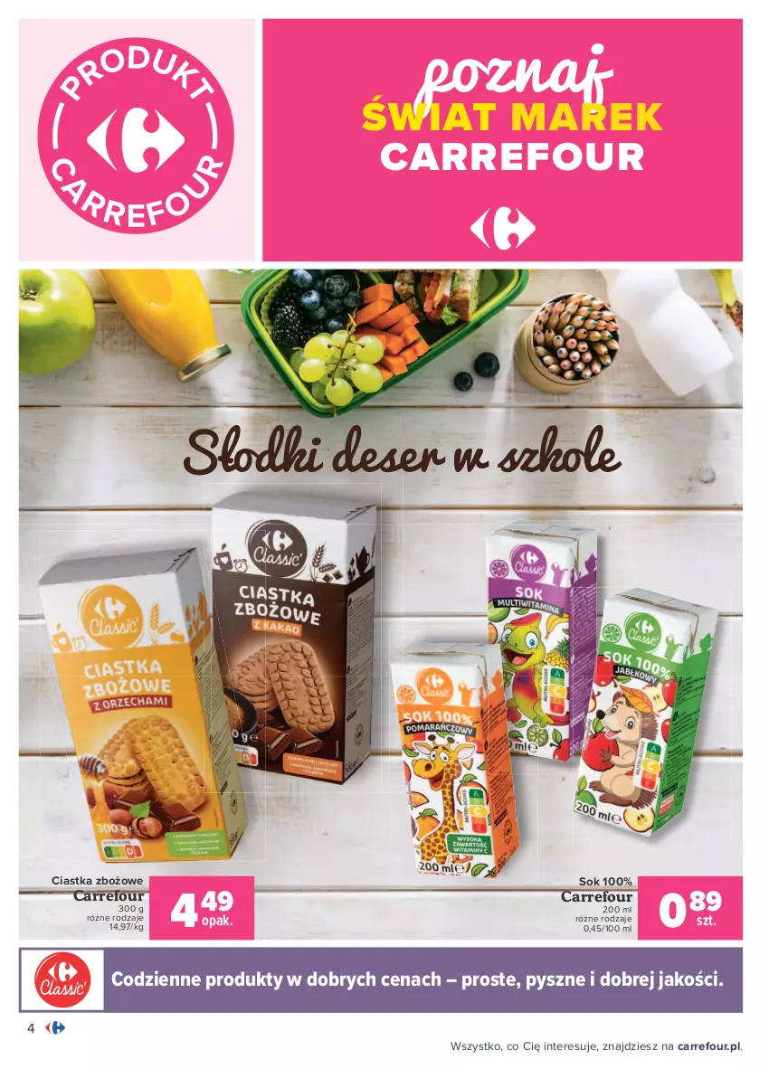 Gazetka promocyjna Carrefour - Gazetka Carrefour - ważna 23.08 do 04.09.2021 - strona 4 - produkty: Ciastka, Deser, Ser, Sok