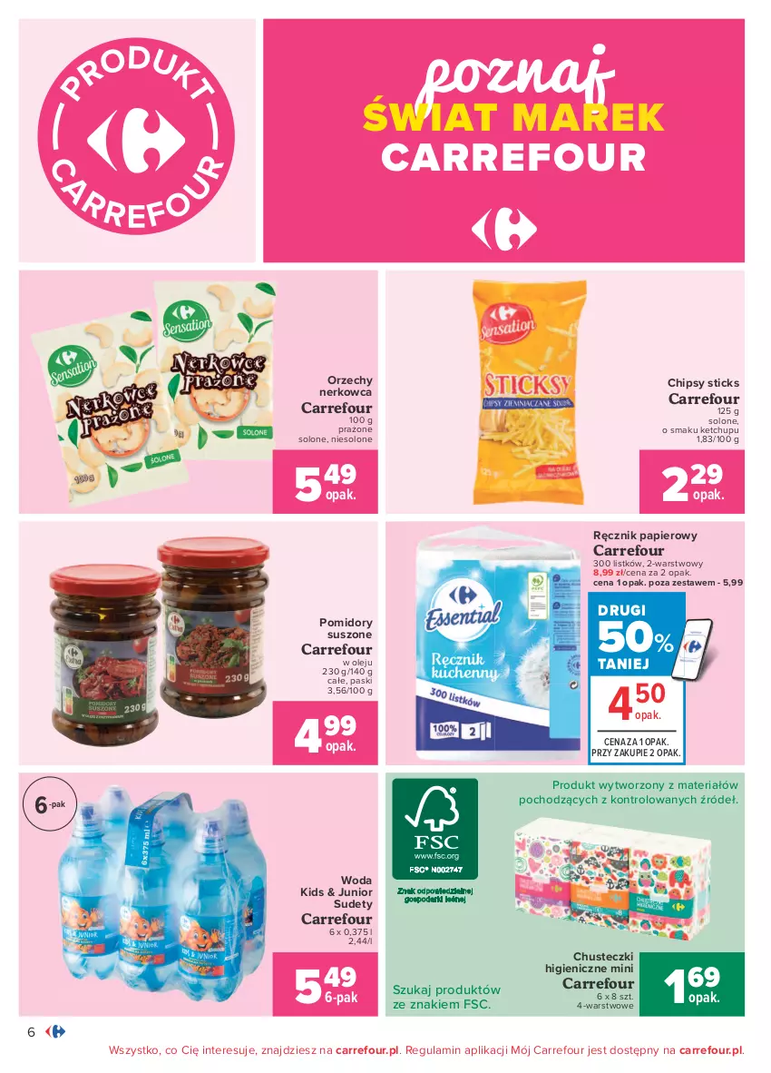 Gazetka promocyjna Carrefour - Gazetka Carrefour - ważna 23.08 do 04.09.2021 - strona 6 - produkty: Chipsy, Chusteczki, Ketchup, Olej, Papier, Pomidory, Ręcznik, Woda