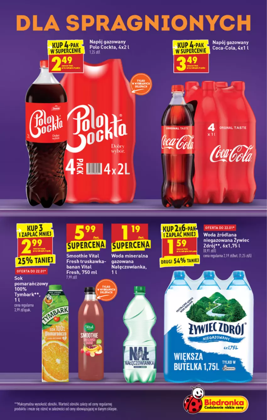 Gazetka promocyjna Biedronka - ważna 19.01 do 01.02.2022 - strona 41 - produkty: Coca-Cola, Fa, LANA, Nałęczowianka, Napój, Napój gazowany, Smoothie, Sok, Tymbark, Woda, Woda mineralna