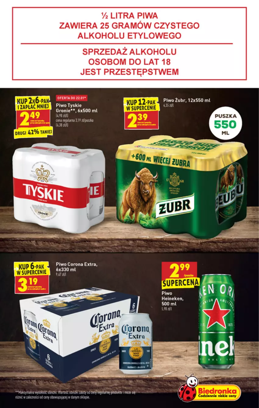 Gazetka promocyjna Biedronka - ważna 19.01 do 01.02.2022 - strona 43 - produkty: Corona Extra, Gra, Heineken, Piwa, Piwo, Tyskie