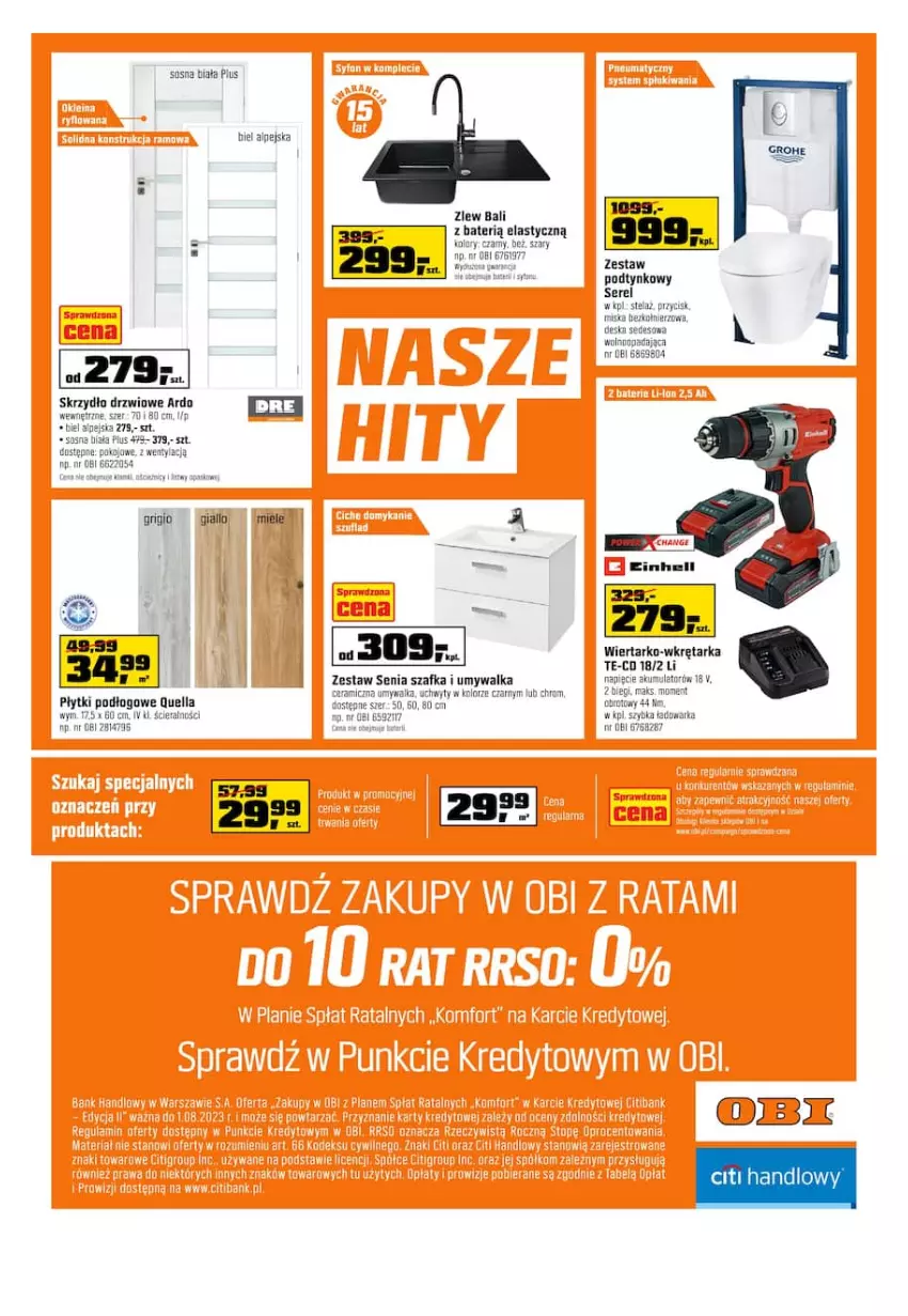 Gazetka promocyjna Obi - Gazetka OBI - ważna 05.01 do 18.01.2022 - strona 8 - produkty: Drzwi, Mule, Ser, Sos, Szafka, Tarka, Uchwyty, Umywalka, Wkręt, Wkrętarka, Zlew