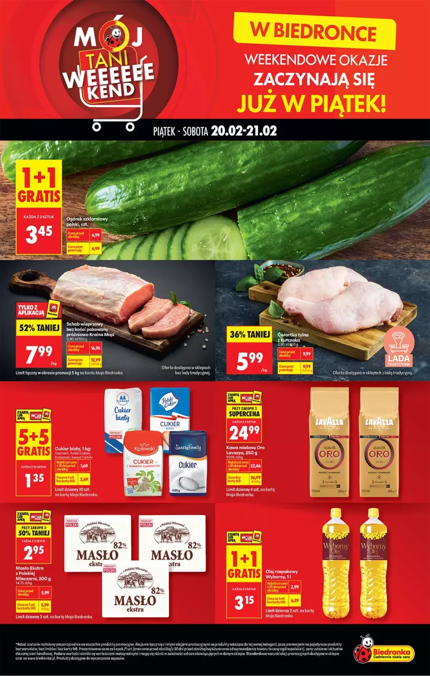 Gazetka promocyjna Biedronka - Tani Weekend - ważna 20.02 do 21.02.2026 - strona 1 - produkty: Cukier, Diamant, Fa, Kawa, Kawa mielona, Koc, Lavazza, LG, Masło, Olej, Olej rzepakowy, Por, Top