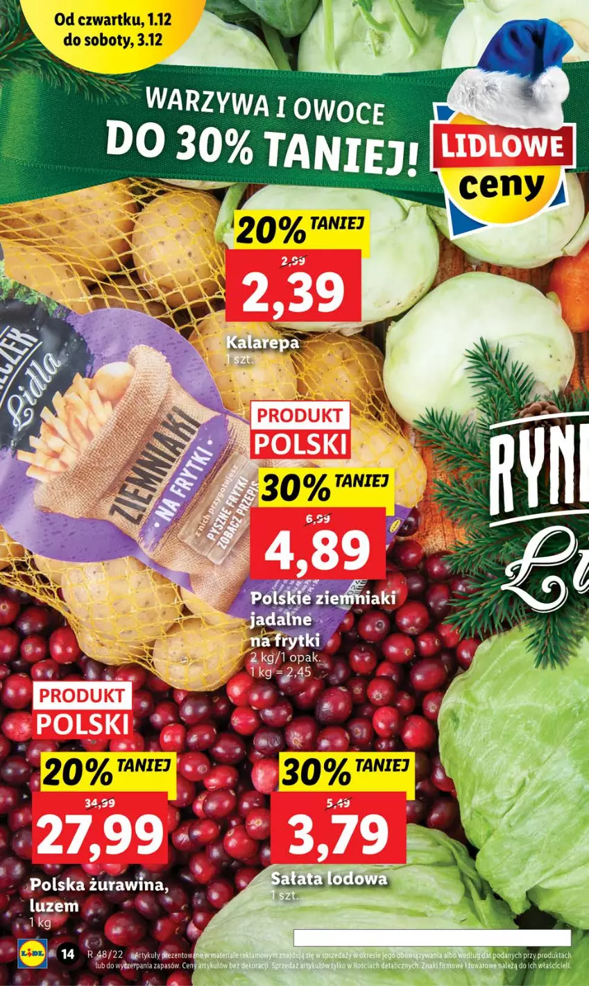 Gazetka promocyjna Lidl - GAZETKA - ważna 01.12 do 03.12.2022 - strona 14 - produkty: Owoce, Warzywa, Warzywa i owoce