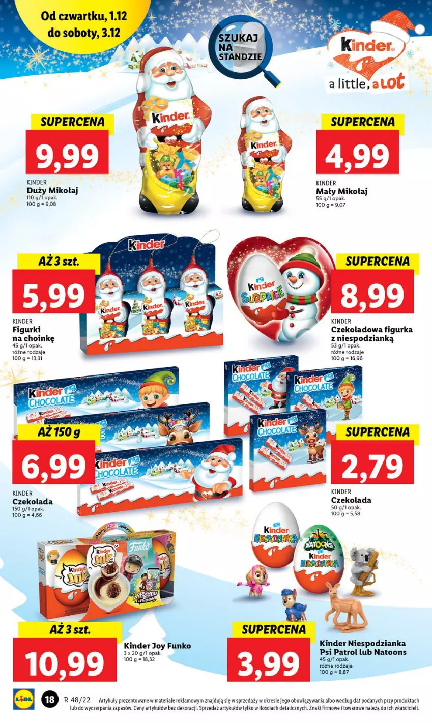 Gazetka promocyjna Lidl - GAZETKA - ważna 01.12 do 03.12.2022 - strona 18 - produkty: Czekolada, Kinder, Psi Patrol