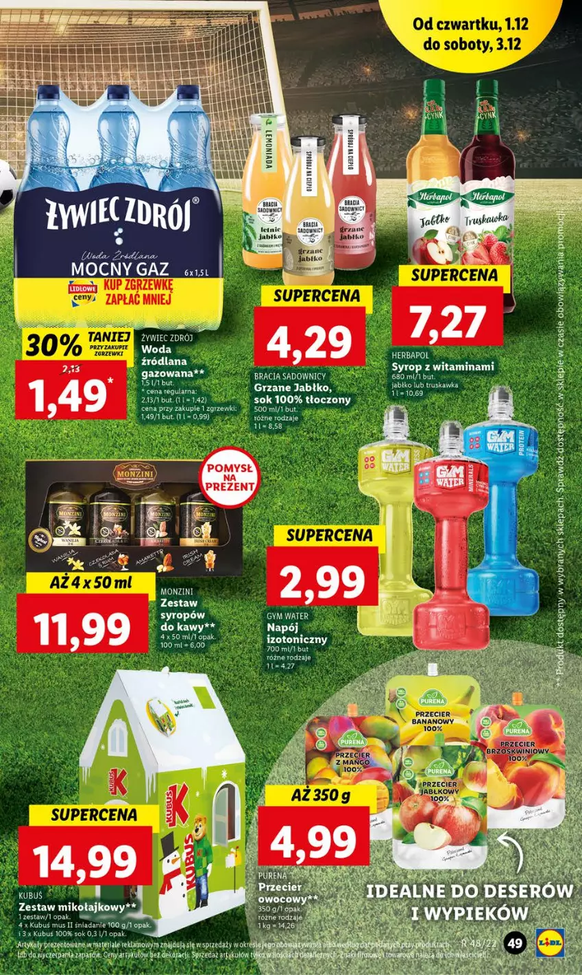 Gazetka promocyjna Lidl - GAZETKA - ważna 01.12 do 03.12.2022 - strona 49 - produkty: Kubuś, LANA, Mus, Napój, Sok, Syrop, Woda