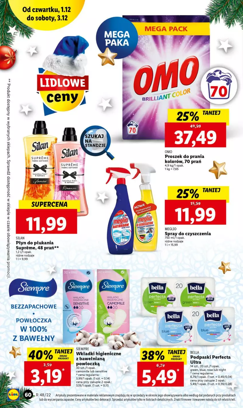 Gazetka promocyjna Lidl - GAZETKA - ważna 01.12 do 03.12.2022 - strona 60 - produkty: Bell, Bella, Fa, Perfecta, Płyn do płukania, Proszek do prania, Silan, Spray do czyszczenia, Wkładki