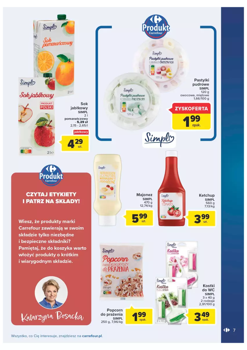 Gazetka promocyjna Carrefour - Gazetka Produkty Carrefour w mądrej cenie - ważna 31.05 do 11.06.2022 - strona 7 - produkty: Ketchup, Majonez, Pastylki, Popcorn, Sok, Sok jabłkowy