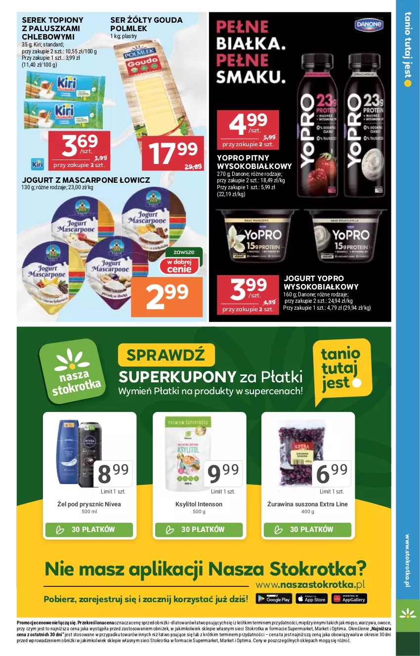 Gazetka promocyjna Stokrotka - Supermarket - ważna 26.02 do 04.03.2026 - strona 13 - produkty: Chleb, Danone, Gouda, Jogurt, Ksylitol, Mascarpone, Mięso, Nivea, Optima, Owoce, POLMLEK, Ser, Serek, Sok, Top, Warzywa