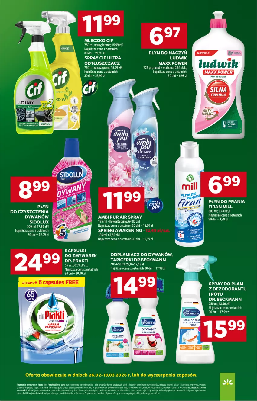 Gazetka promocyjna Stokrotka - Supermarket - ważna 26.02 do 04.03.2026 - strona 21 - produkty: Ambi Pur, Cif, Dezodorant, Dywan, Gra, Granat, Ludwik, Mięso, Mleczko, Odplamiacz, Odtłuszczacz, Owoce, Płyn do prania, Pur, Ryż, Sidolux, Warzywa