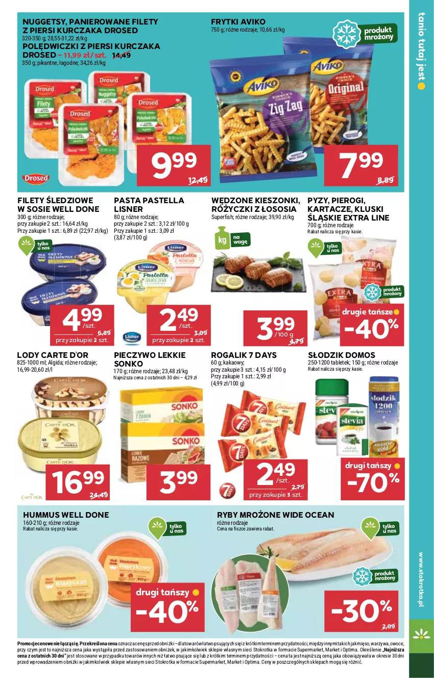 Gazetka promocyjna Stokrotka - Supermarket - ważna 26.02 do 04.03.2026 - strona 31 - produkty: 7 Days, Algida, Frytki, Hummus, Kakao, Kurczak, LG, Lisner, Lody, Mięso, Mus, Optima, Owoce, Pastella, Piec, Pieczywo, Pierogi, Rogal, Sonko, Sos, Tablet, Warzywa