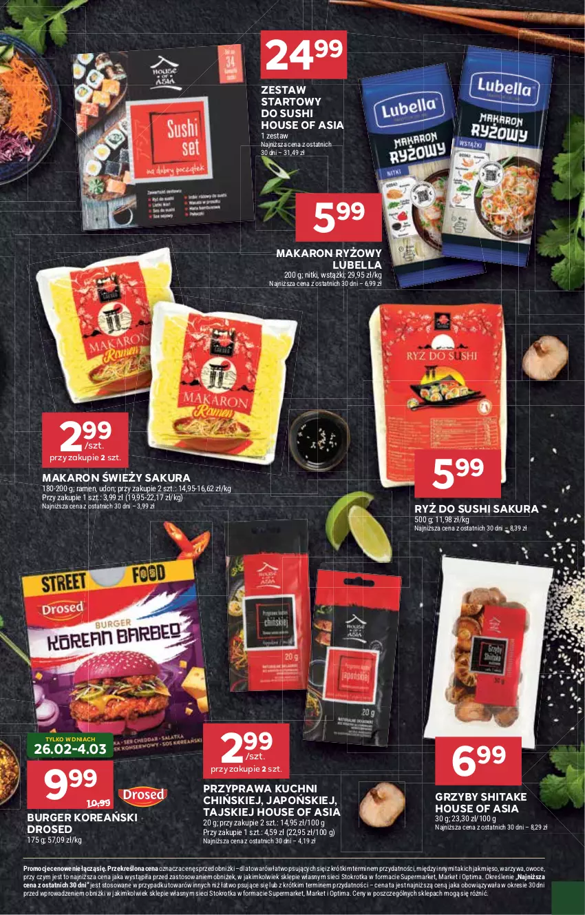 Gazetka promocyjna Stokrotka - Supermarket - ważna 26.02 do 04.03.2026 - strona 35 - produkty: Bell, Bella, Burger, Grzyby, House of Asia, Lubella, Makaron, Makaron ryżowy, Mięso, Optima, Owoce, Ryż, Ryż do sushi, Sushi, Warzywa