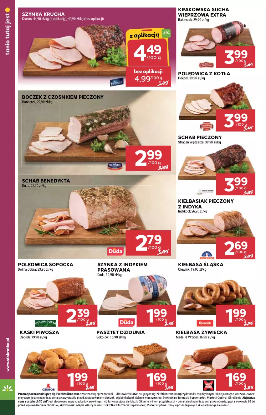 Gazetka promocyjna Stokrotka - Supermarket - ważna 26.02 do 04.03.2026 - strona 8 - produkty: Basia, Boczek, Duda, Kiełbasa, Kiełbasa śląska, Krakus, Mięso, Olewnik, Optima, Owoce, Pasztet, Pekpol, Piec, Piwo, Polędwica, Schab Benedykta, Schab pieczony, Sok, Sokołów, Szynka, Warzywa