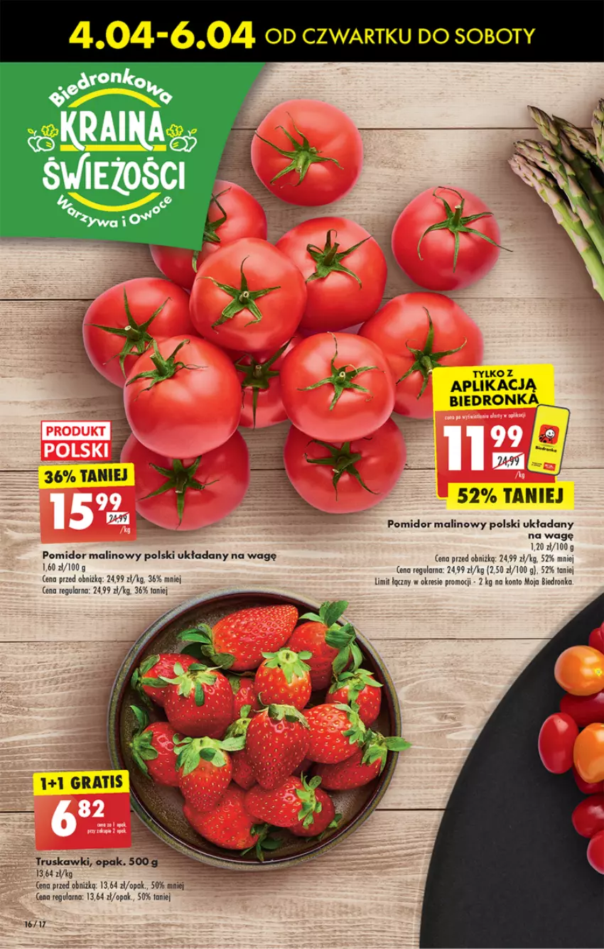 Gazetka promocyjna Biedronka - Od czwartku - ważna 04.04 do 10.04.2024 - strona 16 - produkty: Pomidor malinowy, Truskawki