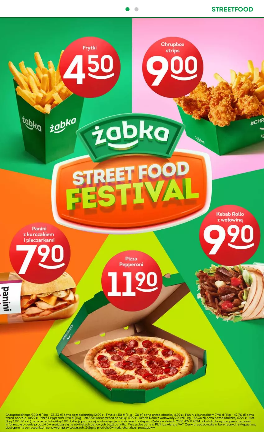 Gazetka promocyjna Żabka - ważna 23.10 do 05.11.2024 - strona 4 - produkty: Frytki, Hot dog, Kebab, Kret, Kurczak, Pizza