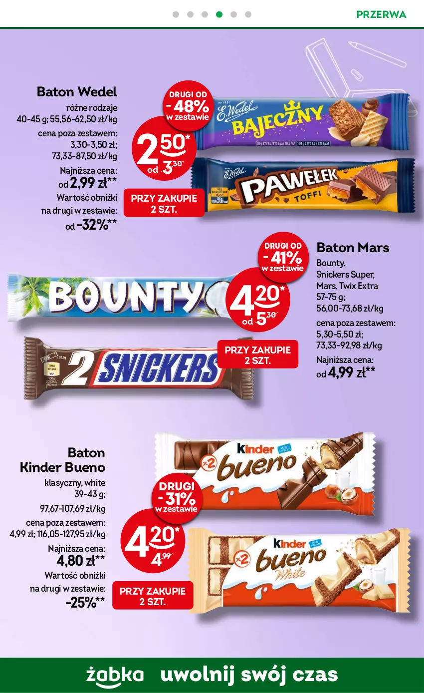 Gazetka promocyjna Żabka - ważna 23.10 do 05.11.2024 - strona 49 - produkty: Baton, Bounty, Kinder, Kinder Bueno, Mars, Snickers, Twix