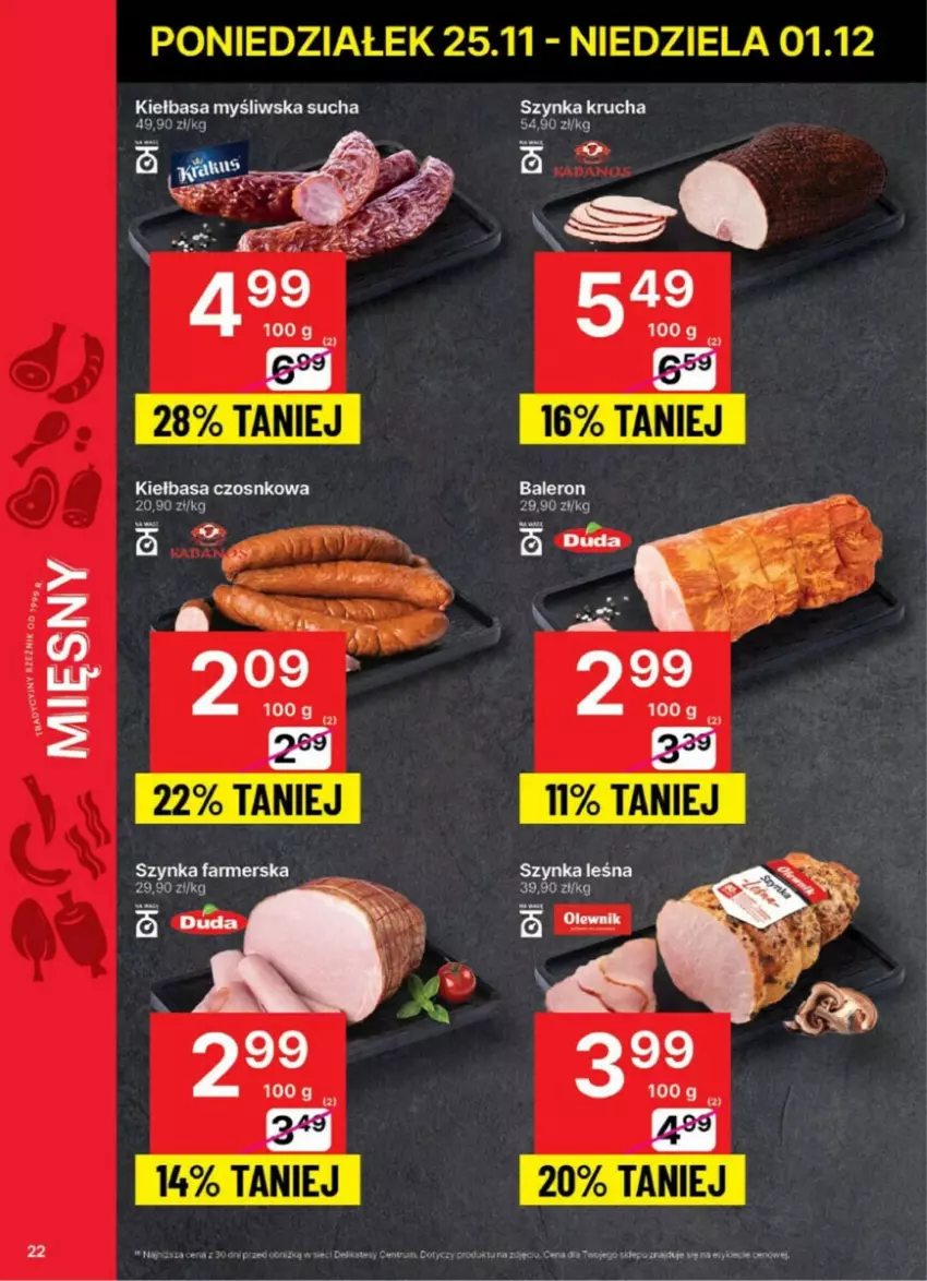 Gazetka promocyjna Delikatesy Centrum - ważna 25.11 do 01.12.2024 - strona 15 - produkty: Fa, Kiełbasa, Szynka, Szynka farmerska