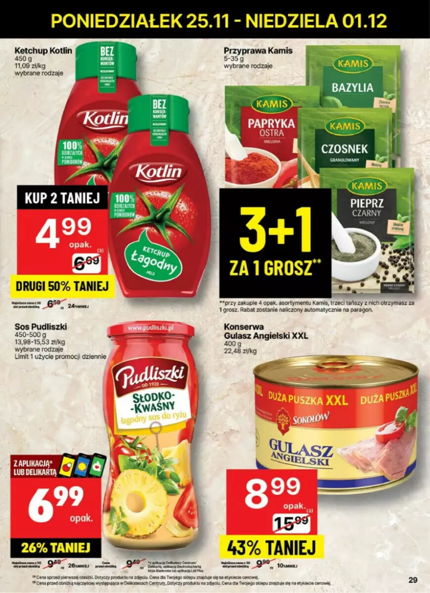 Gazetka promocyjna Delikatesy Centrum - ważna 25.11 do 01.12.2024 - strona 22 - produkty: Bazyl, Bazylia, Czosnek, Kamis, Ketchup, Kotlin, Pudliszki, Rum, Ser, Sos