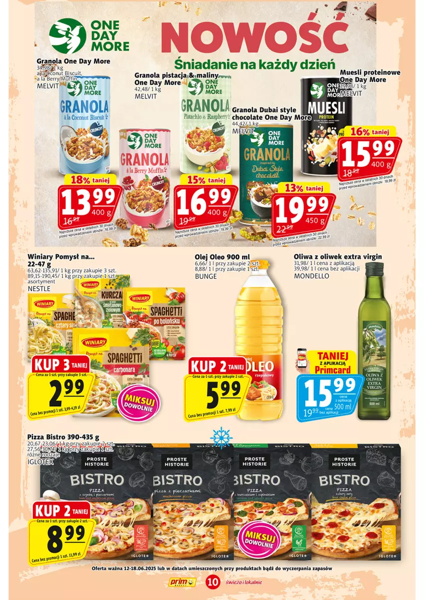 Gazetka promocyjna Prim Market - ważna 12.06 do 18.06.2025 - strona 10 - produkty: Dell, Gin, Gra, Granola, Melvit, Olej, Oleo, Oliwa, Oliwa z oliwek, Piec, Pieczarka, Pizza, Por, Winiary
