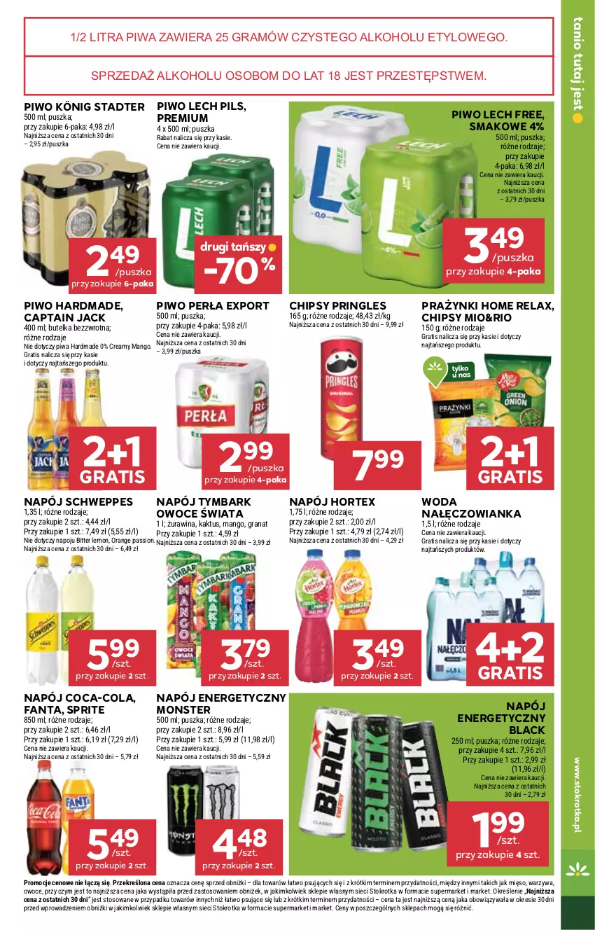 Gazetka promocyjna Stokrotka - Market - ważna 29.12.2025 do 07.01.2026 - strona 17 - produkty: Captain Jack, Chipsy, Coca-Cola, Fa, Fanta, Gra, Granat, Hortex, Kaktus, König, Lack, Mango, Mięso, Nałęczowianka, Napój, Napój energetyczny, Owoce, Perła, Piwa, Piwo, Por, Pringles, Schweppes, Sprite, Tymbark, Warzywa, Woda