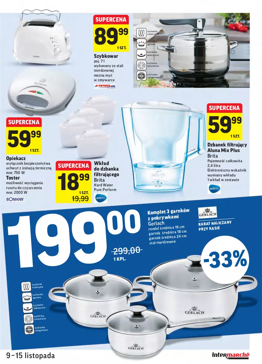 Gazetka promocyjna Intermarche - Gazetka promocyjna - ważna 09.11 do 15.11.2021 - strona 37 - produkty: Brit, Brita, Dzbanek, Dzbanek filtrujący, Halo, Piec, Pur, Szybkowar, Top, Toster