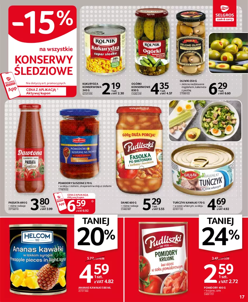 Gazetka promocyjna Selgros - Oferta spożywcza - ważna 22.07 do 04.08.2021 - strona 17 - produkty: Ananas, Kawa, Kukurydza, Kukurydza konserwowa, Ogórki konserwowe, Olej, Oliwki, Pomidory, Ser, Sos, Tuńczyk