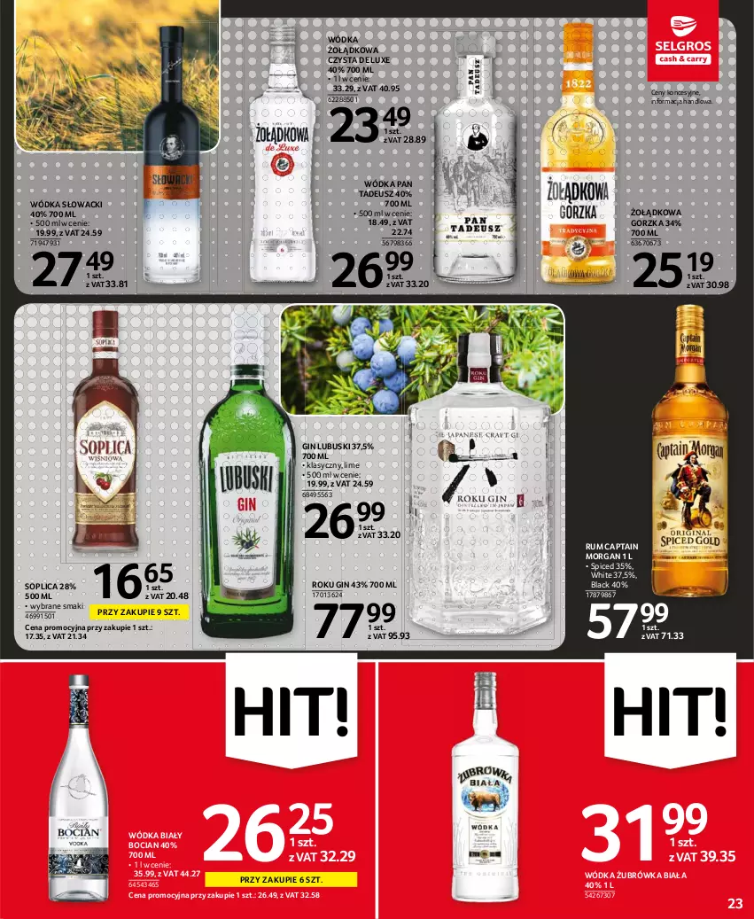 Gazetka promocyjna Selgros - Oferta spożywcza - ważna 22.07 do 04.08.2021 - strona 23 - produkty: Biały Bocian, Captain Morgan, Gin, Lack, Rum, Soplica, Wódka