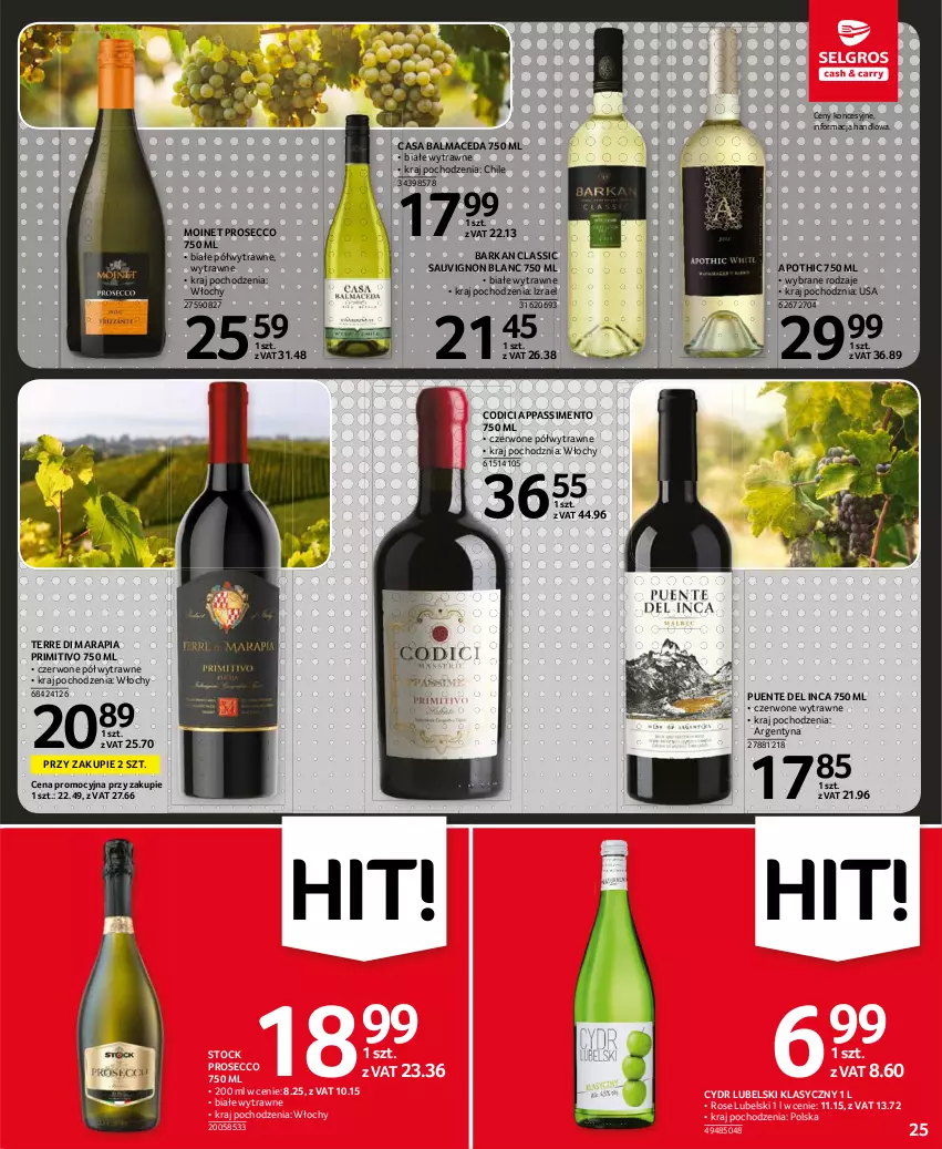 Gazetka promocyjna Selgros - Oferta spożywcza - ważna 22.07 do 04.08.2021 - strona 25 - produkty: Prosecco, Sauvignon Blanc, Stock