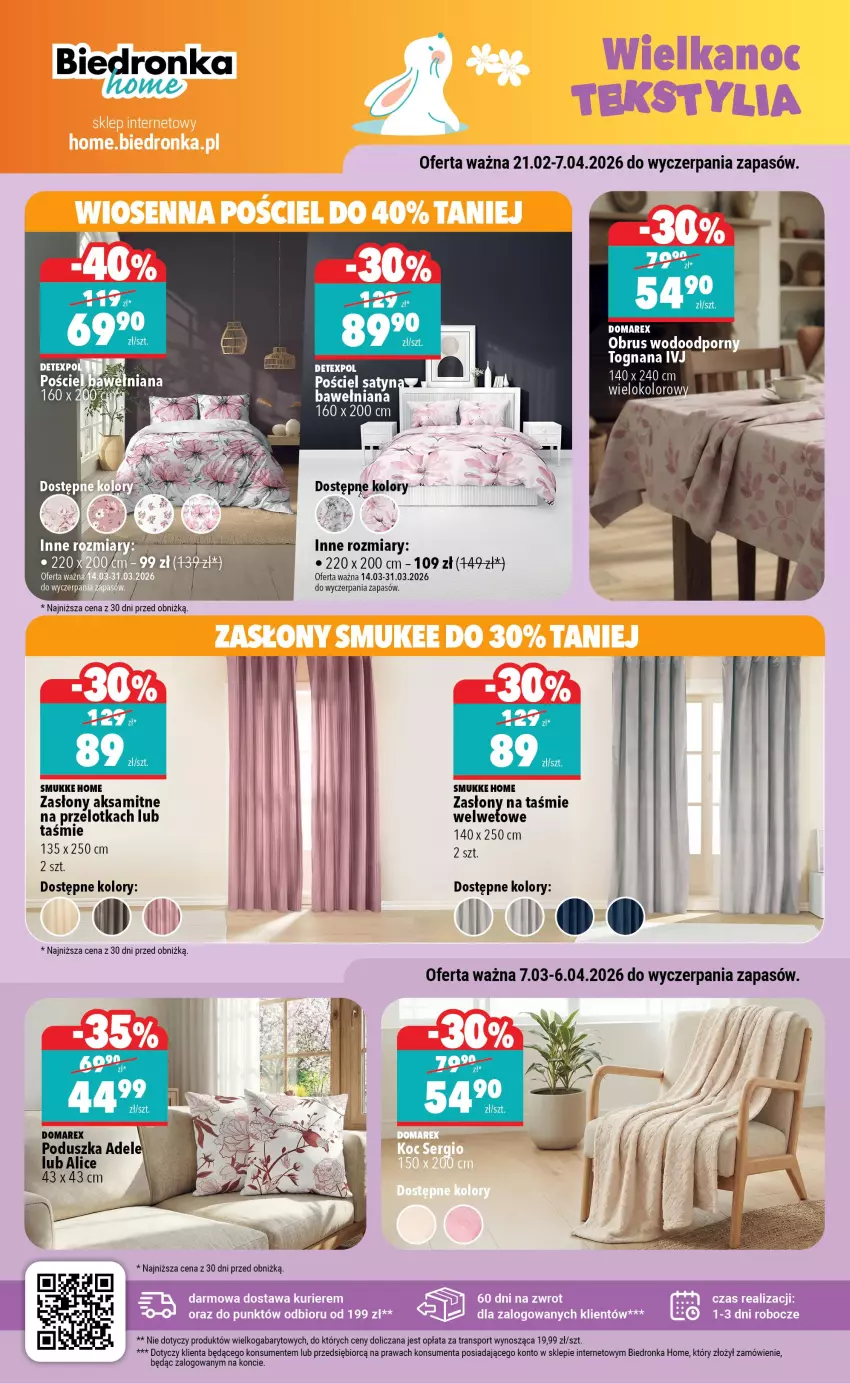 Gazetka promocyjna Biedronka - Home - ważna 14.03 do 21.03.2026 - strona 2 - produkty: Aksam, Fa, Gin, Obrus, Poduszka, Por, Pościel, Sport, Tran