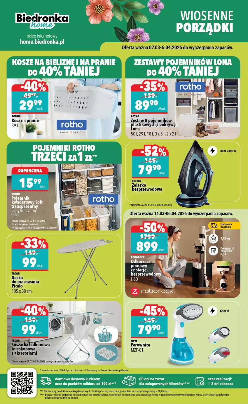 Gazetka promocyjna Biedronka - Home - ważna 14.03 do 21.03.2026 - strona 4 - produkty: Fa, Kosz, Parownica, Pojemnik, Por, Sport, Suszarka, Teleskop, Tran
