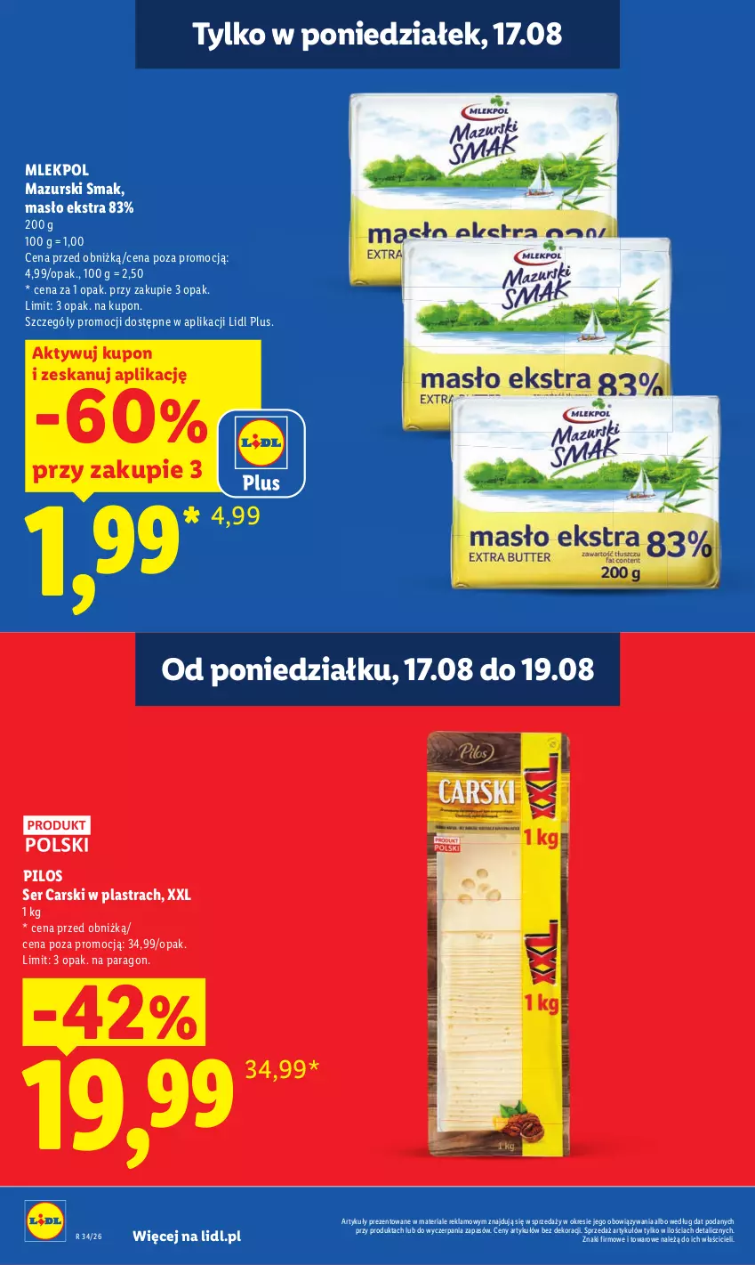 Gazetka promocyjna Lidl - Gazetka ważna od 17.08 do 19.08 - ważna 17.08 do 19.08.2026 - strona 10 - produkty: Cars, Masło, Pilos, Ser