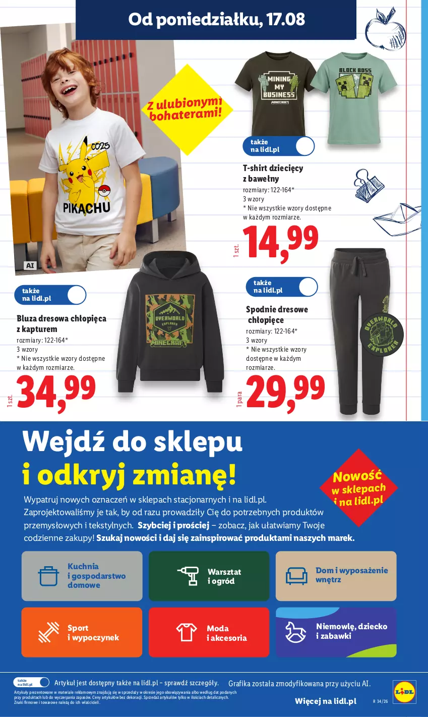 Gazetka promocyjna Lidl - Gazetka ważna od 17.08 do 19.08 - ważna 17.08 do 19.08.2026 - strona 33 - produkty: Bluza, Bluza dresowa, Dres, Dzieci, Gra, Grafika, Karp, Kuchnia, Moda, Ogród, Por, Skarpetki, Spodnie, Spodnie dresowe, Sport, T-shirt, Tera