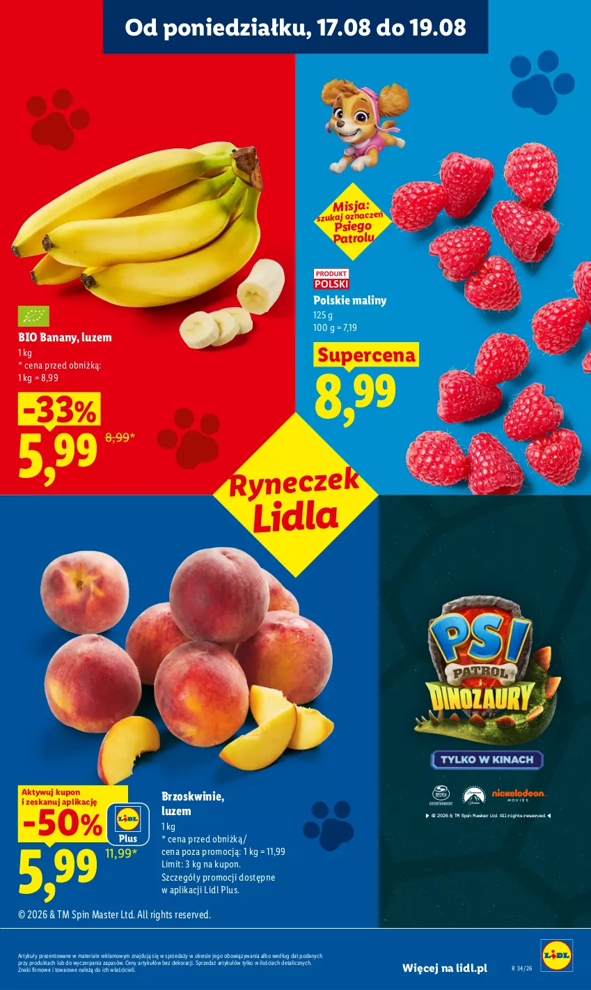 Gazetka promocyjna Lidl - Gazetka ważna od 17.08 do 19.08 - ważna 17.08 do 19.08.2026 - strona 39 - produkty: Banany, Brzoskwinie, Maliny, Ser