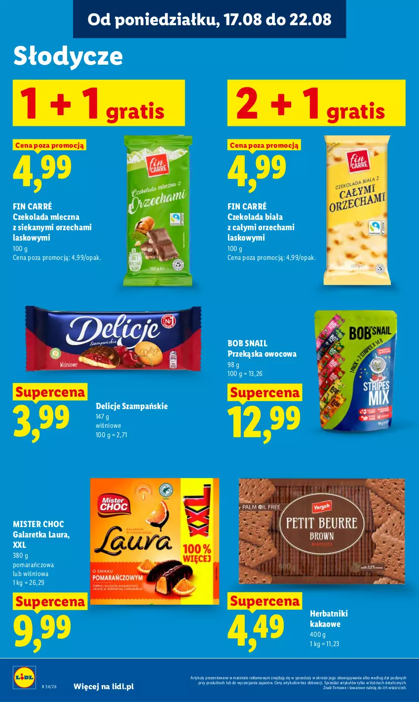 Gazetka promocyjna Lidl - Gazetka ważna od 17.08 do 19.08 - ważna 17.08 do 19.08.2026 - strona 64 - produkty: Czekolada, Czekolada mleczna, Delicje, Gala, Galaretka, Gra, Herbatniki, Kakao, Laur