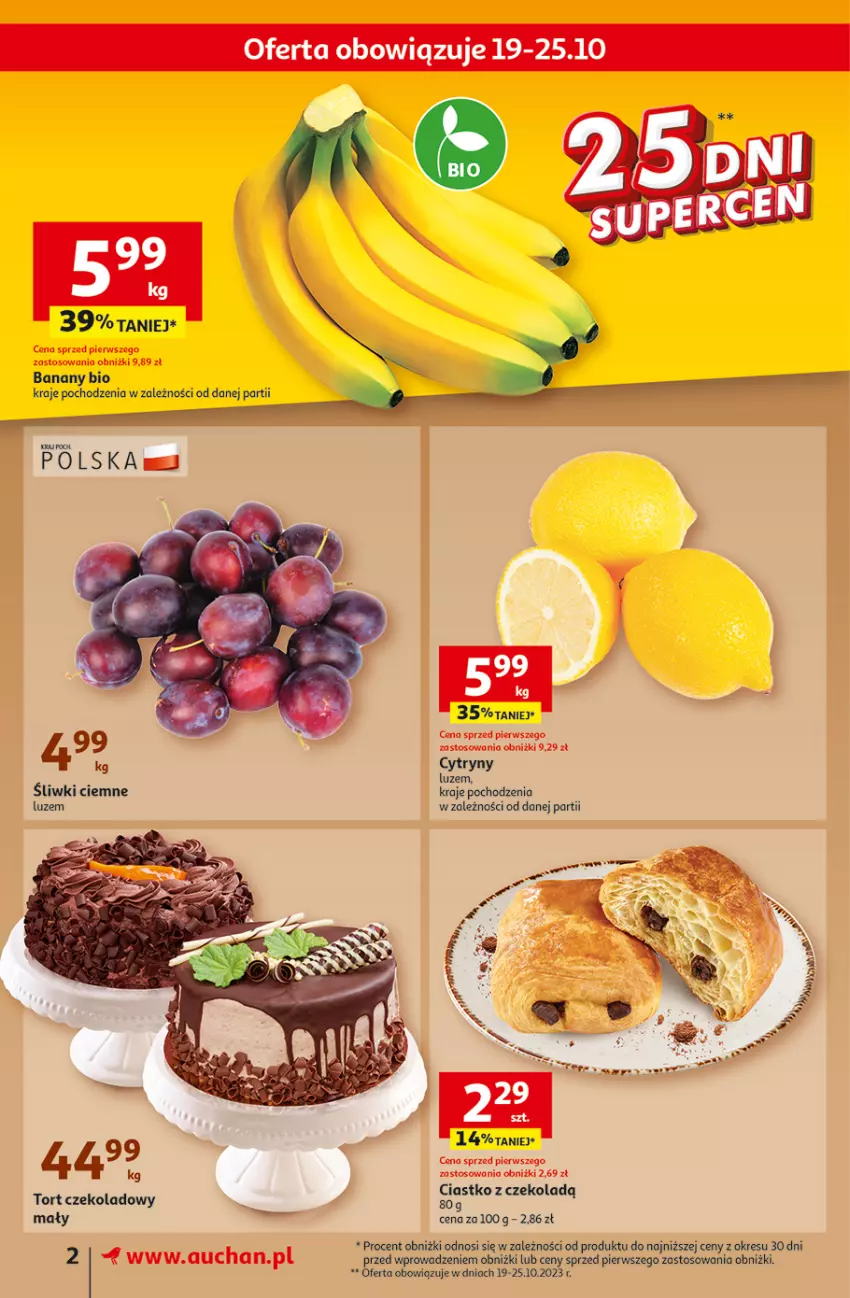 Gazetka promocyjna Auchan - Gazetka 25 DNI SUPERCEN Supermarket Auchan - ważna 19.10 do 31.10.2023 - strona 2 - produkty: Banany, Cytryny