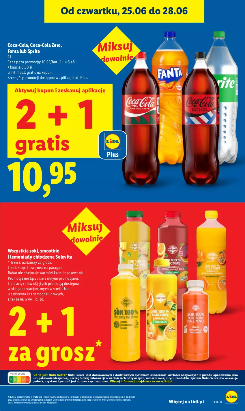 Gazetka promocyjna Lidl - Gazetka ważna od 25.06 do 28.06 - ważna 25.06 do 28.06.2026 - strona 19 - produkty: Coca-Cola, Fa, Fanta, Gra, Smoothie, Sok, Sprite