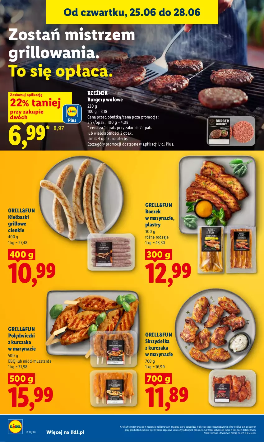 Gazetka promocyjna Lidl - Gazetka ważna od 25.06 do 28.06 - ważna 25.06 do 28.06.2026 - strona 42 - produkty: Boczek, Burger, Grill, Kurczak, Miód, Mus, Musztarda, Polędwiczki z kurczaka, Skrzydełka z kurczaka