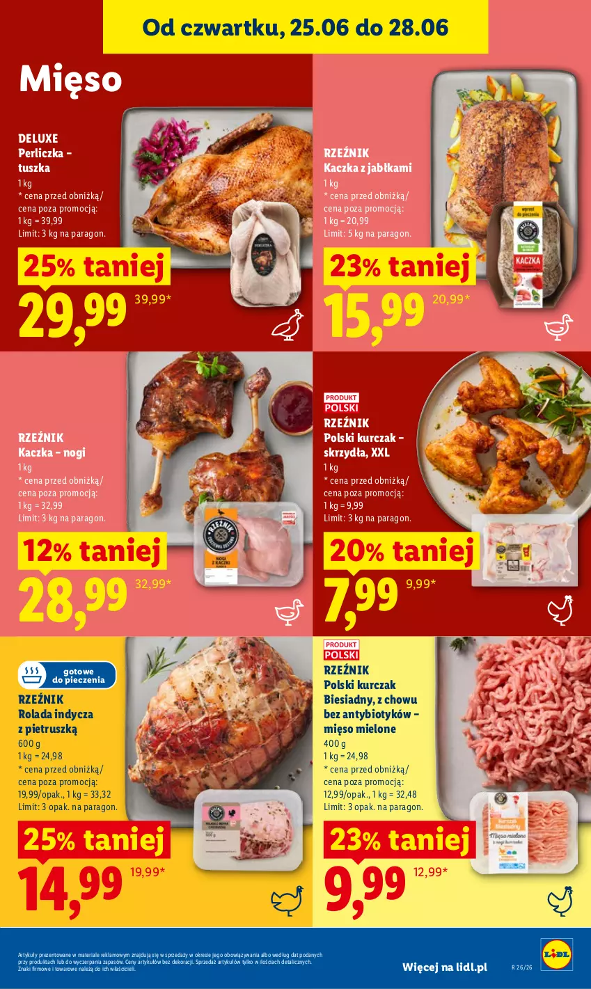 Gazetka promocyjna Lidl - Gazetka ważna od 25.06 do 28.06 - ważna 25.06 do 28.06.2026 - strona 45 - produkty: Jabłka, Kaczka, Kurczak, Mięso, Mięso mielone, Perliczka, Piec, Rolada, Tusz