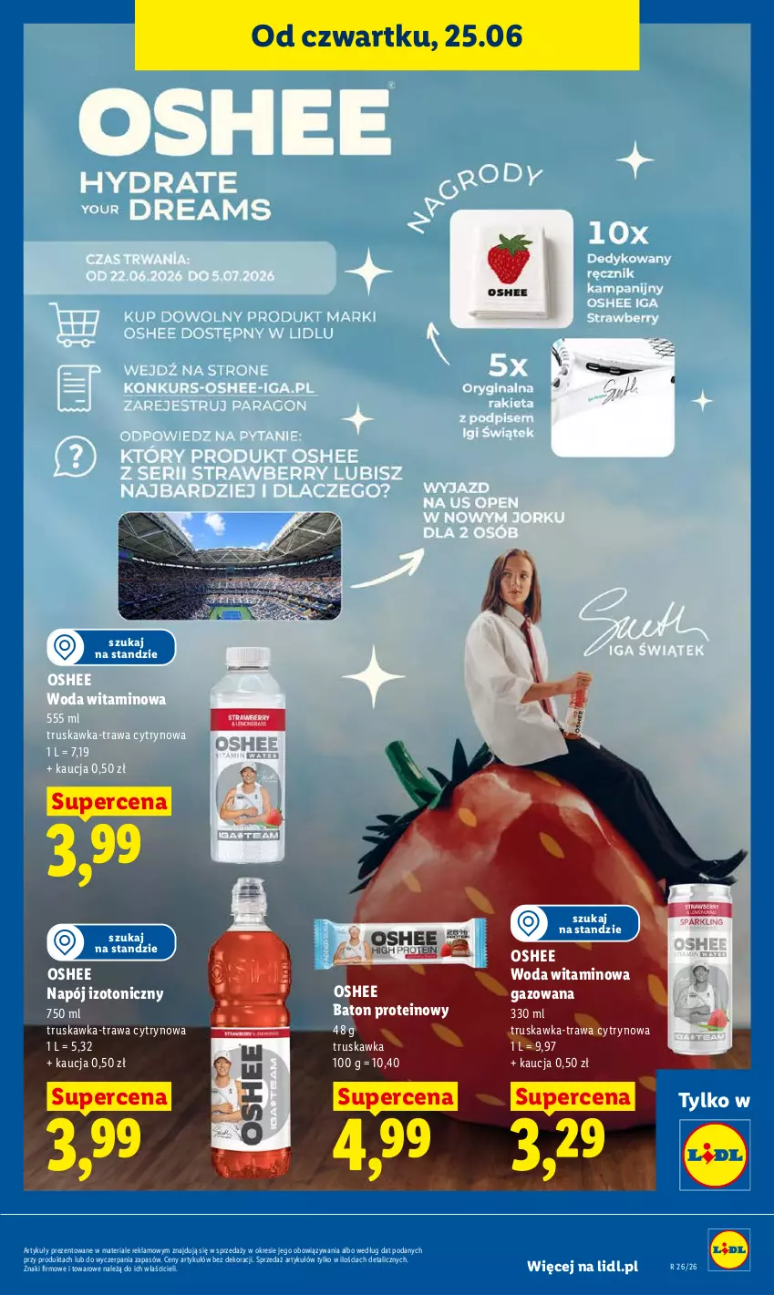 Gazetka promocyjna Lidl - Gazetka ważna od 25.06 do 28.06 - ważna 25.06 do 28.06.2026 - strona 71 - produkty: Baton, Napój, Napój izotoniczny, Oshee, Woda