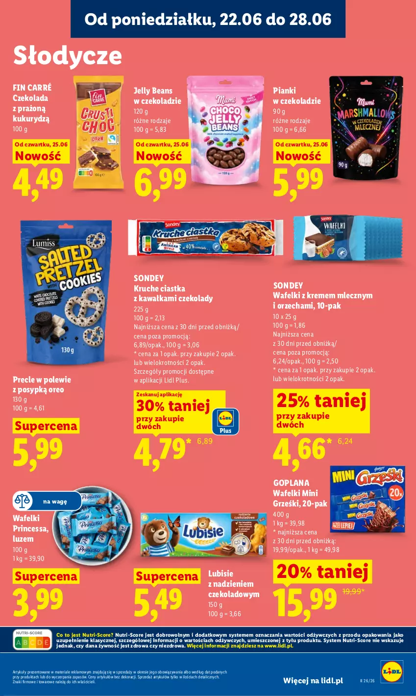 Gazetka promocyjna Lidl - Gazetka ważna od 25.06 do 28.06 - ważna 25.06 do 28.06.2026 - strona 81 - produkty: Ciastka, Czekolada, Goplana, Grześki, Jelly beans, Kawa, LANA, Lubisie, Mini Grześki, Oreo, Precle, Princessa