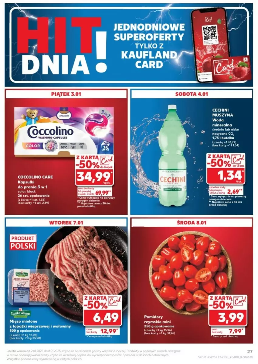 Gazetka promocyjna Kaufland - ważna 02.01 do 08.01.2025 - strona 20 - produkty: Coccolino, Kapsułki do prania, Lack, Mięso, Mięso mielone, Mus, Pomidory, Szyna