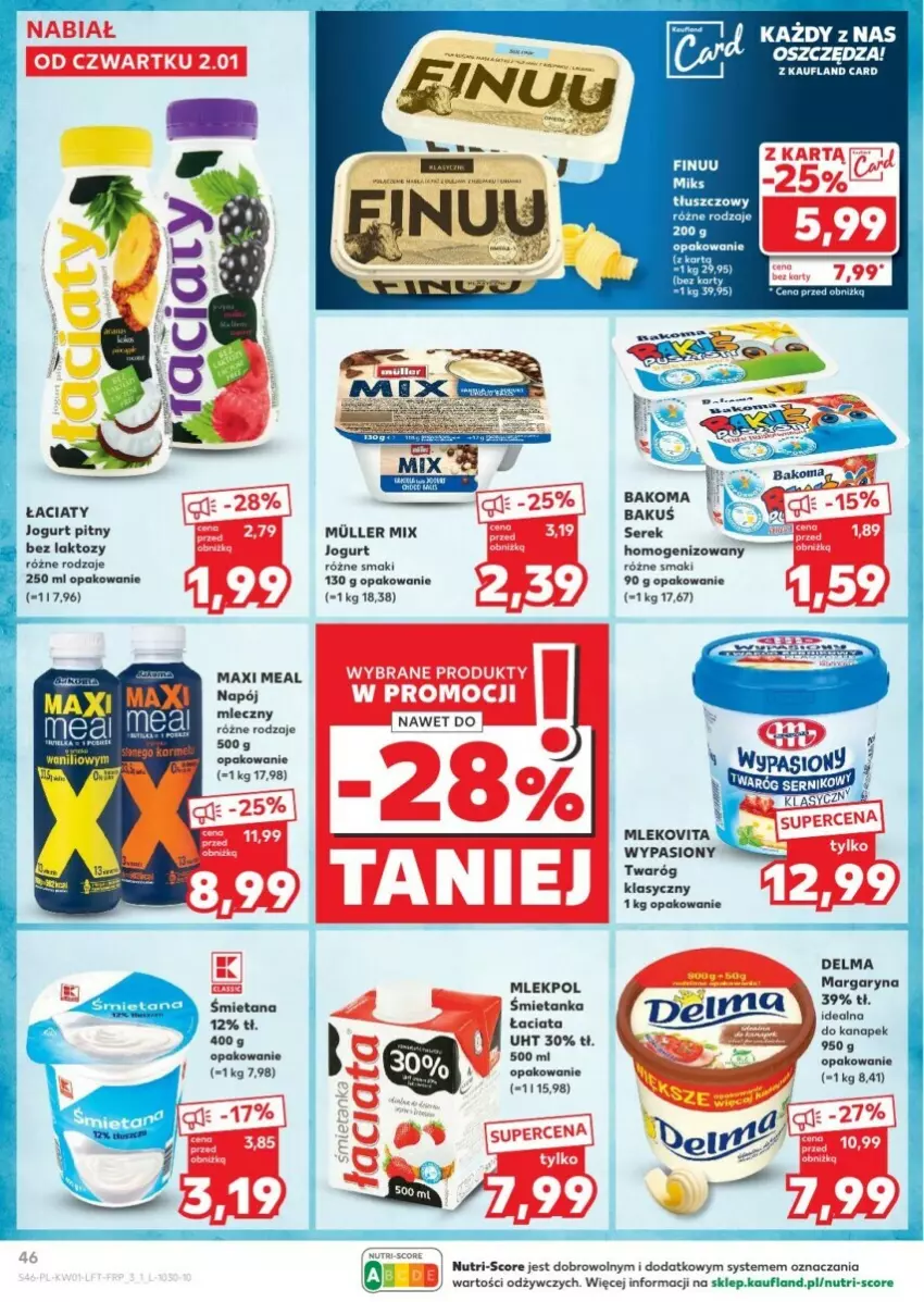 Gazetka promocyjna Kaufland - ważna 02.01 do 08.01.2025 - strona 41 - produkty: Delma, Finuu, Jogurt, Jogurt pitny, Margaryna, Mleko, Mlekovita, Napój, Napój mleczny, Twaróg