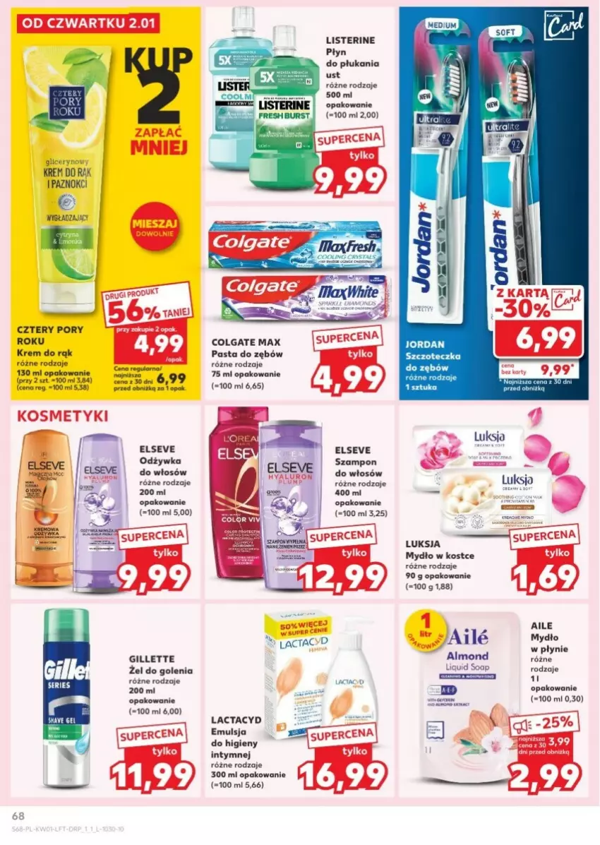 Gazetka promocyjna Kaufland - ważna 02.01 do 08.01.2025 - strona 65 - produkty: Colgate, Elseve, Emulsja, Gillette, Krem do rąk, Lactacyd, LG, Listerine, Luksja, Mydło, Odżywka, Pasta do zębów, Płyn do płukania, Por, Szampon