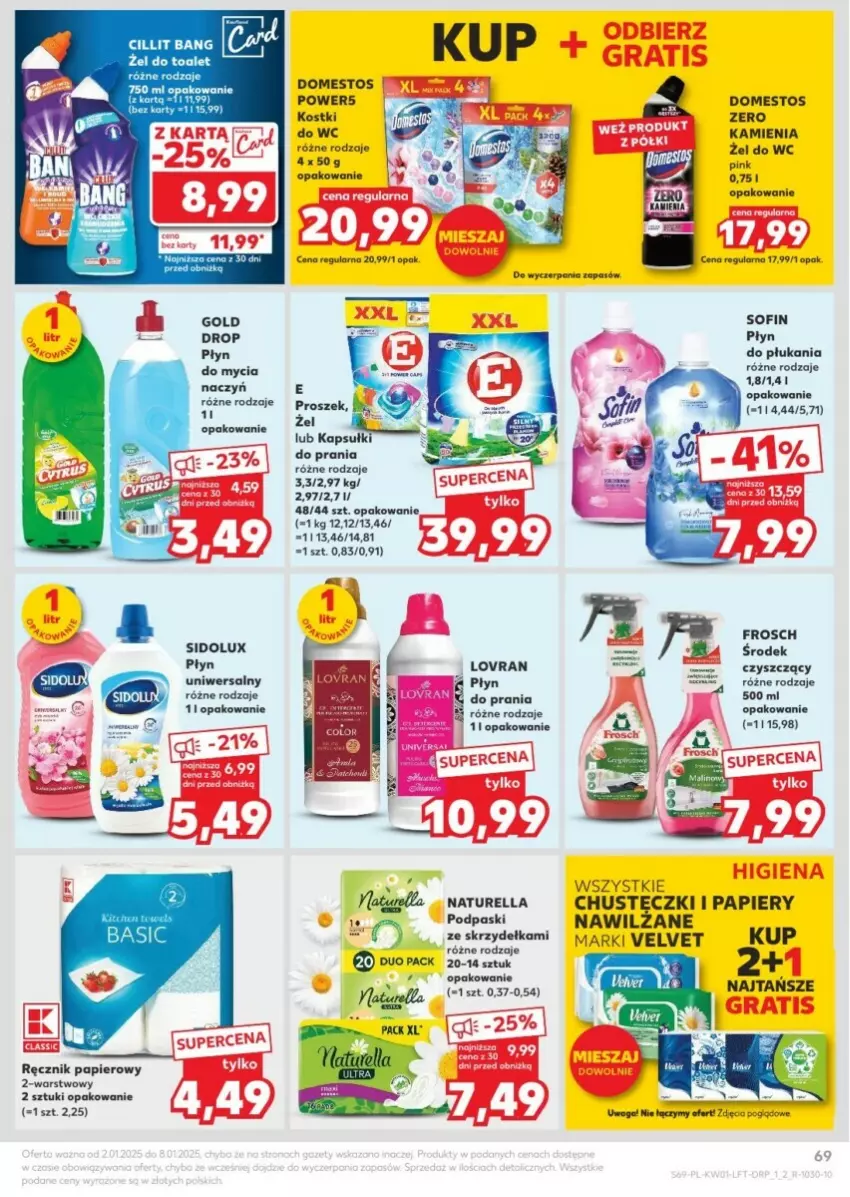 Gazetka promocyjna Kaufland - ważna 02.01 do 08.01.2025 - strona 66 - produkty: Domestos, Frosch, Kapsułki do prania, Naturell, Naturella, Papier, Płyn do płukania, Ręcznik, Sidolux, Velvet, Waga