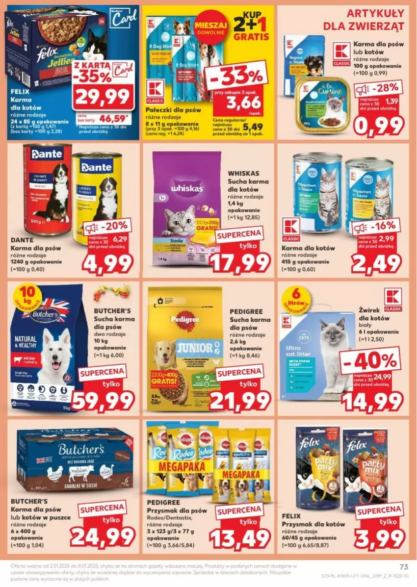 Gazetka promocyjna Kaufland - ważna 02.01 do 08.01.2025 - strona 71 - produkty: Butcher's, Felix, Pedigree, Sucha karma, Whiskas