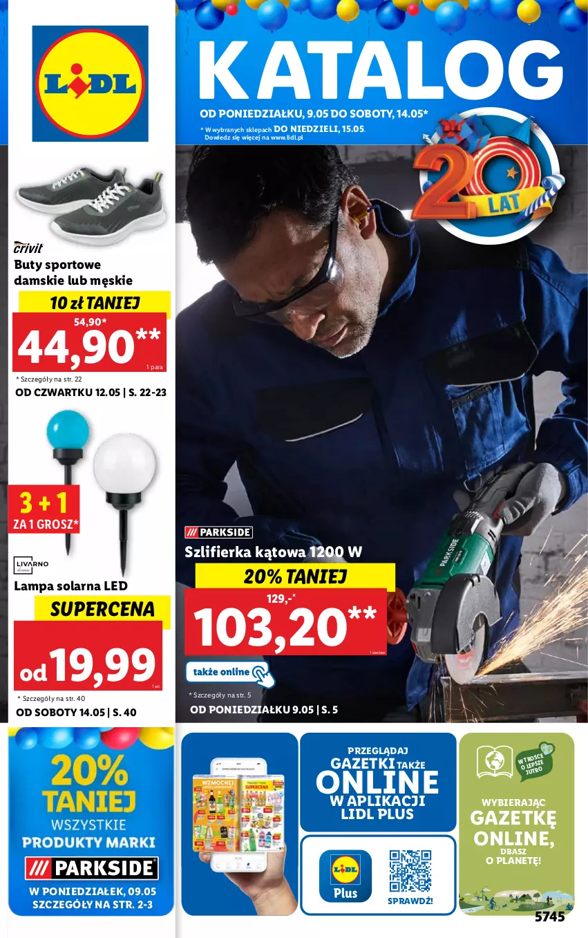 Gazetka promocyjna Lidl - GAZETKA - ważna 09.05 do 15.05.2022 - strona 1 - produkty: Buty, Lampa, Por, Sport, Szlifierka, Szlifierka kątowa