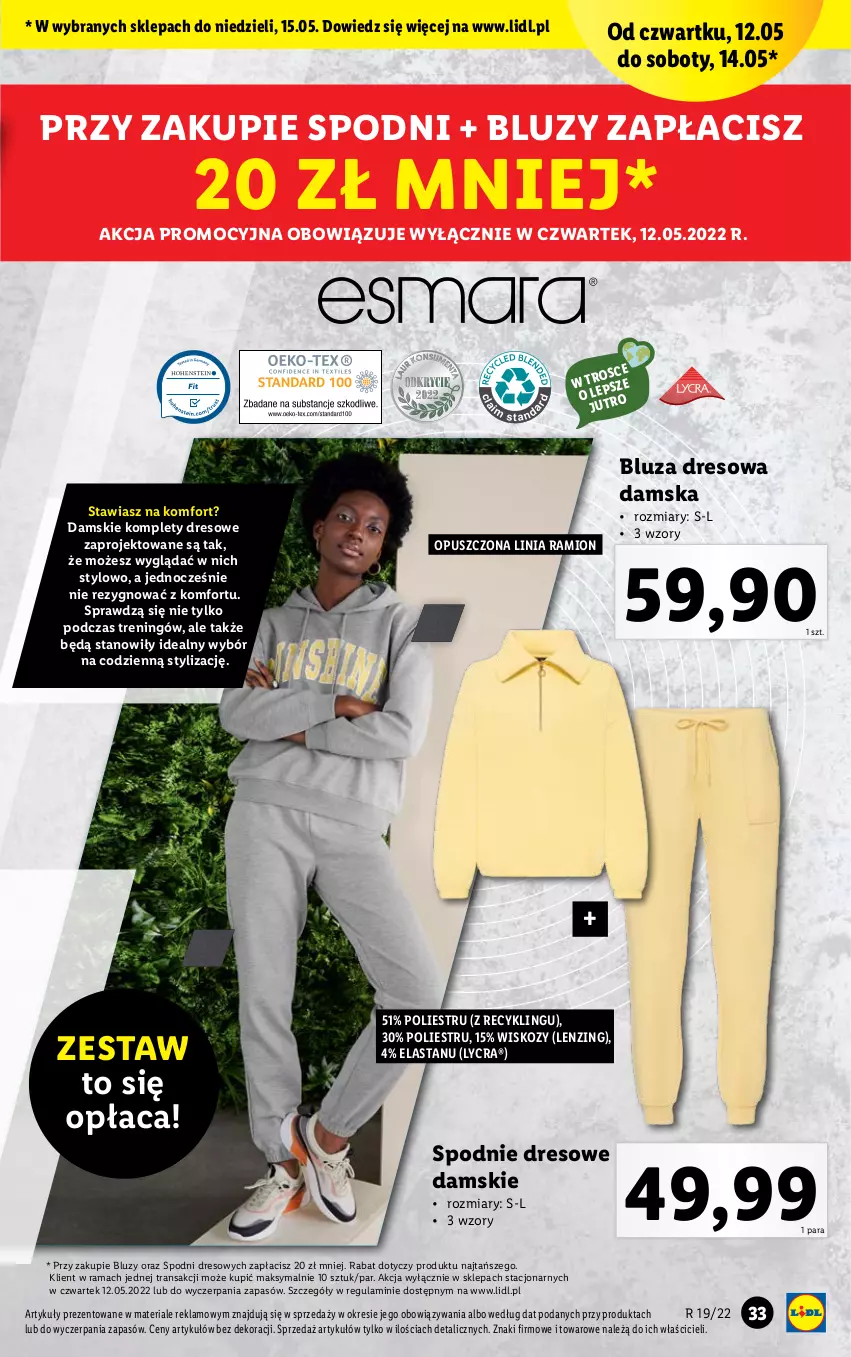 Gazetka promocyjna Lidl - GAZETKA - ważna 09.05 do 15.05.2022 - strona 33 - produkty: Bluza, Bluza dresowa, Dres, Rama, Spodnie, Spodnie dresowe, Tran