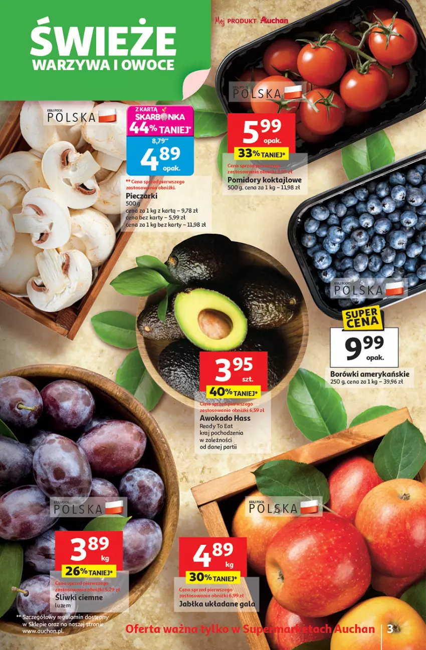 Gazetka promocyjna Auchan - Pewność niskich cen Supermarket - ważna 11.09 do 17.09.2025 - strona 3 - produkty: Owoce, Pomidory, Warzywa, Warzywa i owoce