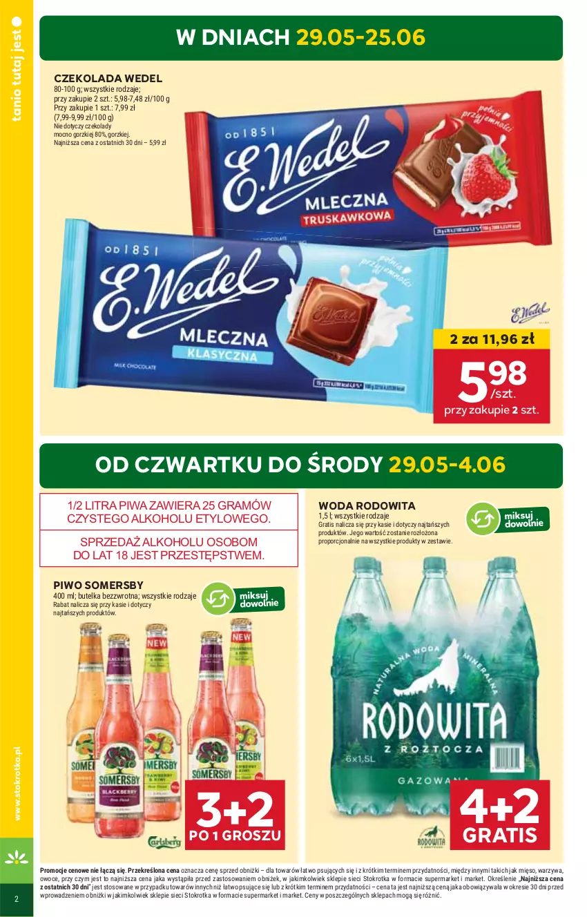 Gazetka promocyjna Stokrotka - Supermarket - ważna 29.05 do 04.06.2025 - strona 2 - produkty: Czekolada, Gra, Mięso, Owoce, Piwa, Piwo, Por, Somersby, Warzywa, Woda